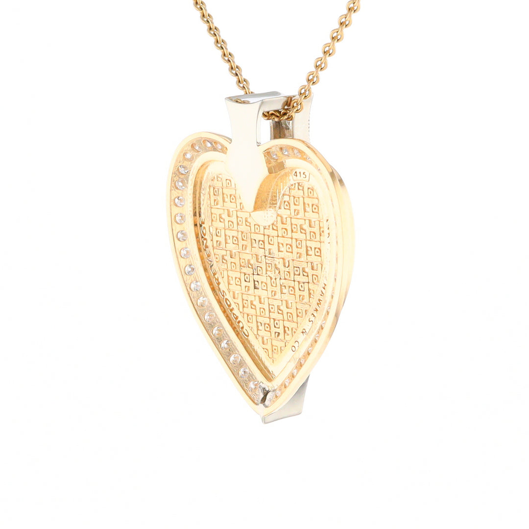 Gold Quartz Necklace Cupid's Revenge 2.24ctw Diamonds Heart Pendant