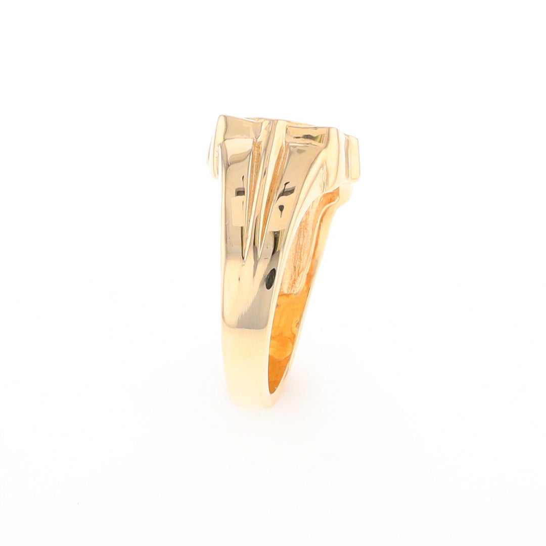 Gold Quartz Mens Ring with Diamond Accents