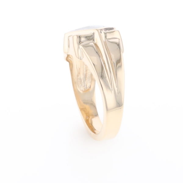 Natural Meteorite ring diamond shape inlaid design with .16ctw round diamonds