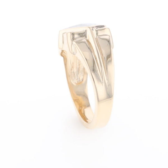 Natural Meteorite ring diamond shape inlaid design with .16ctw round diamonds