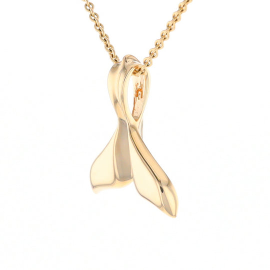 Whale Tail Necklaces Gold Quartz Double Sided Inlaid Sea Life Pendant