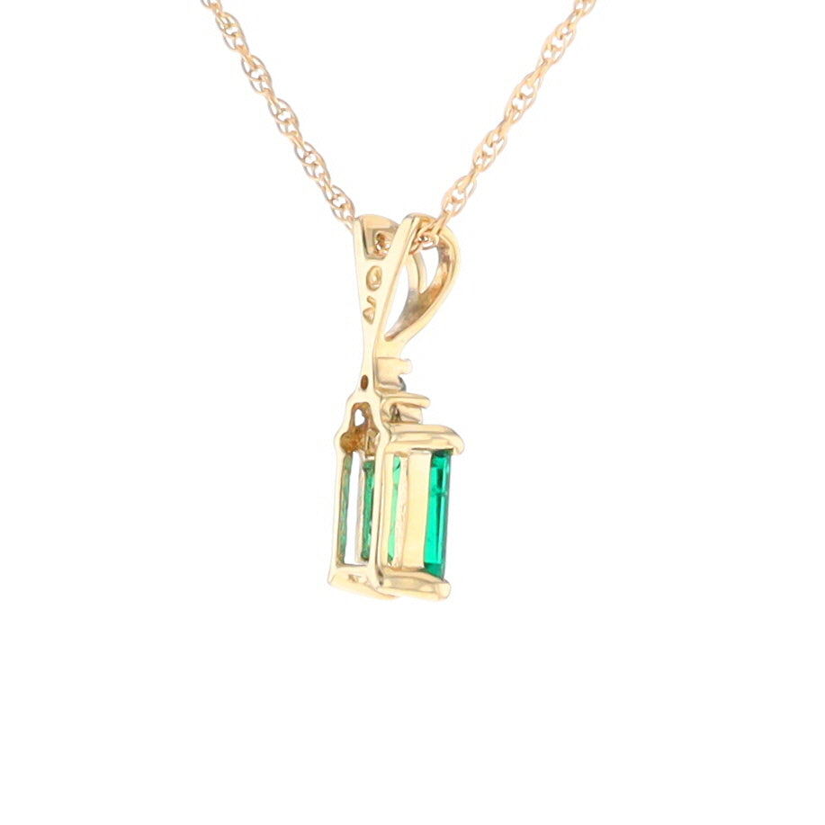 Synthetic Emerald Pendant with Diamond Accents