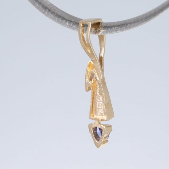 Opal Pendant Triangle Inlaid Design with Trillion Cut Tanzanite