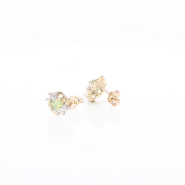 Bypass Peridot and Diamond Stud Earrings