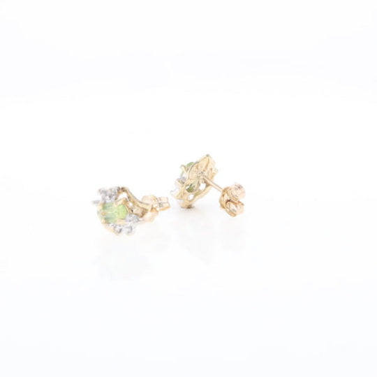 Bypass Peridot and Diamond Stud Earrings