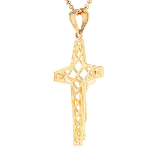 Gold Mesh Crucifix Pendant