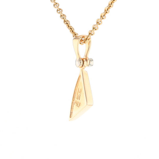 Gold Quartz Necklace Sail Inlaid Design Pendant with .02ct Diamond