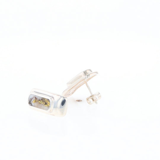 Gold Quartz Inlaid Rectangle Stud Earrings - G3