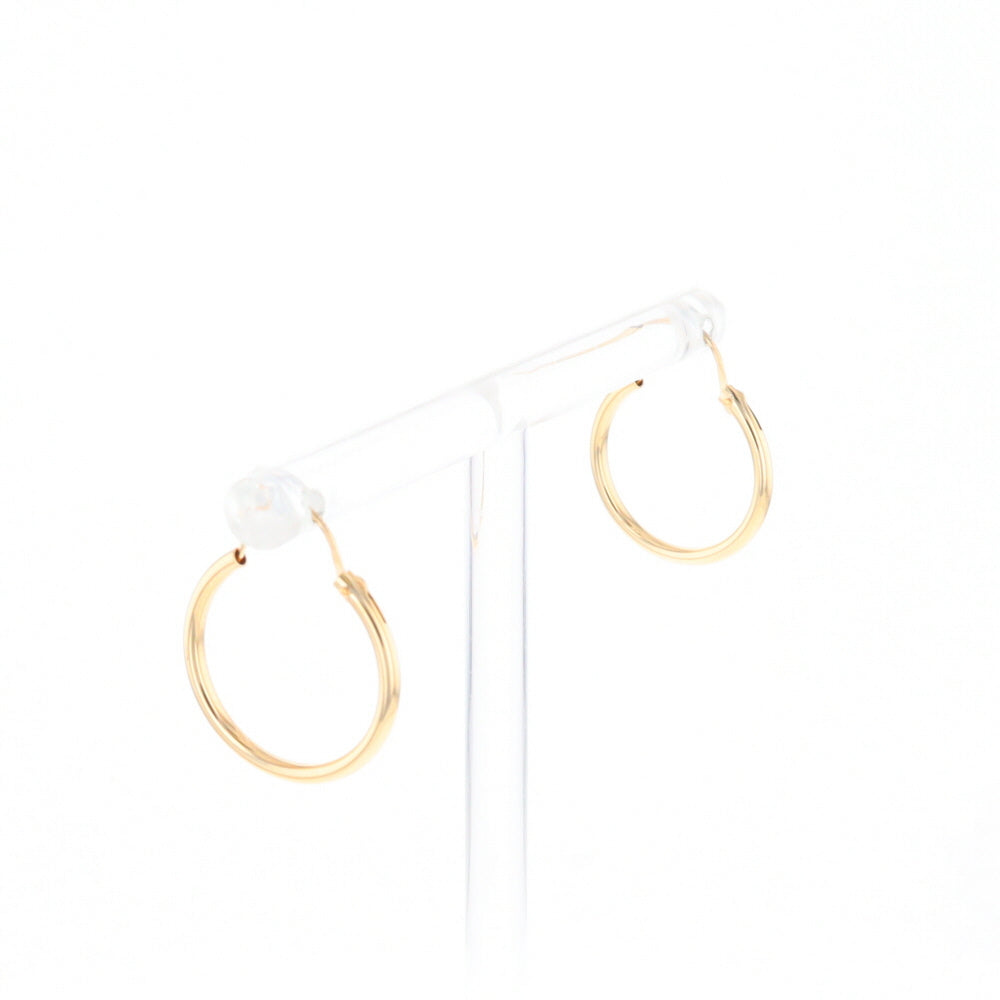 Gold Hollow Tube Hoop Earrings