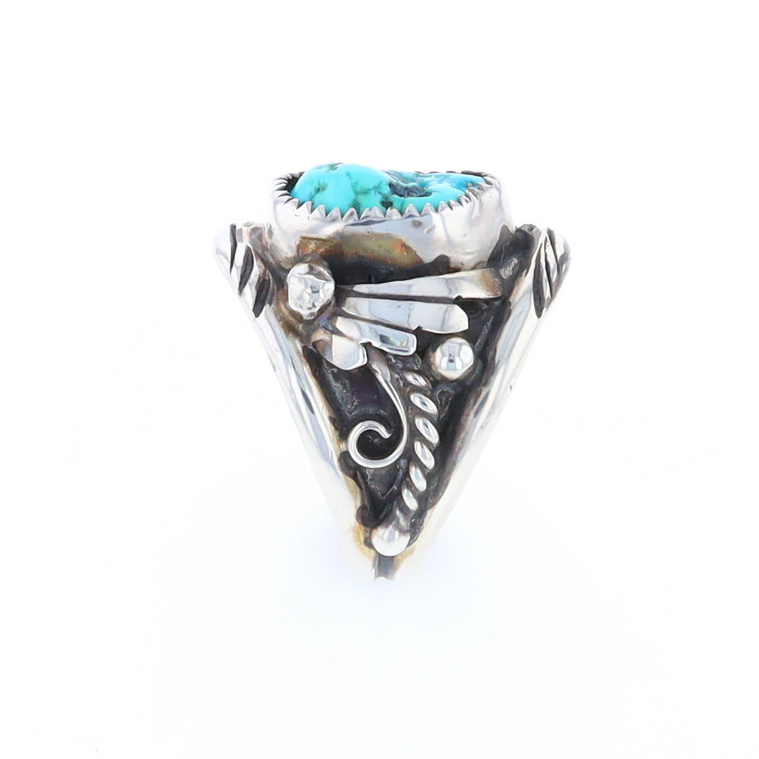 Navajo Turquoise and Feather Design Ring