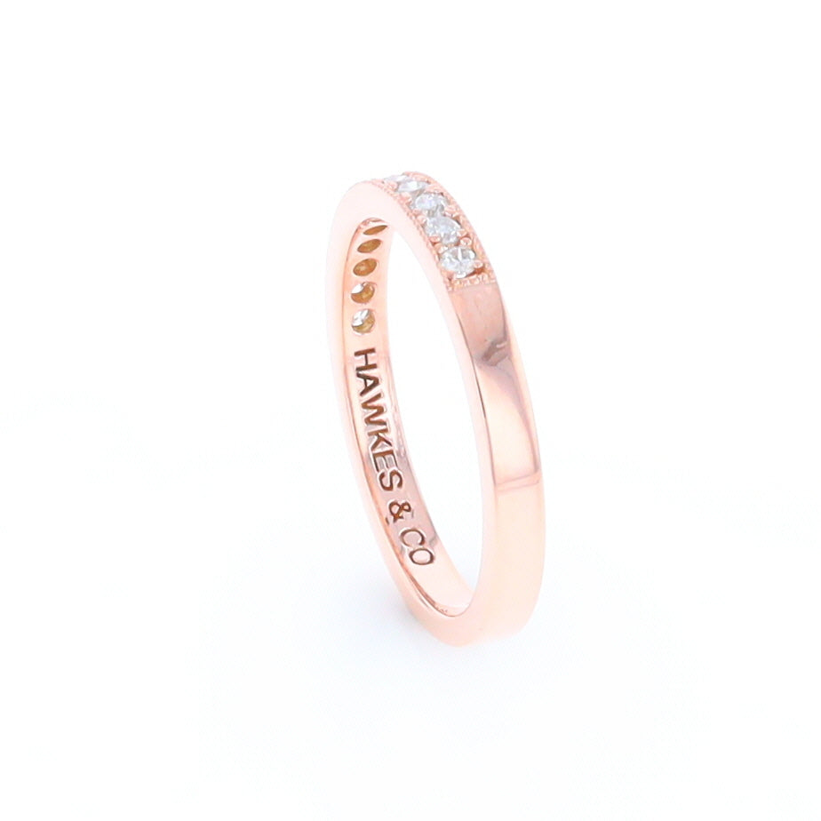 Rose Gold Milgrain Diamond Wedding Band