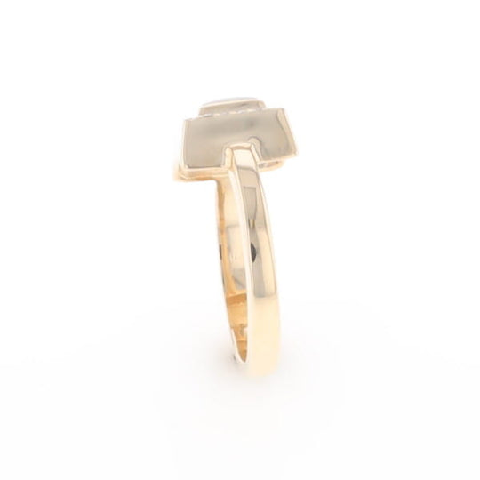 Gold Quartz Ring Square Inlaid Halo .14ctw Diamonds Design