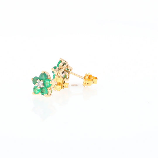 Emerald Flower Stud Earrings