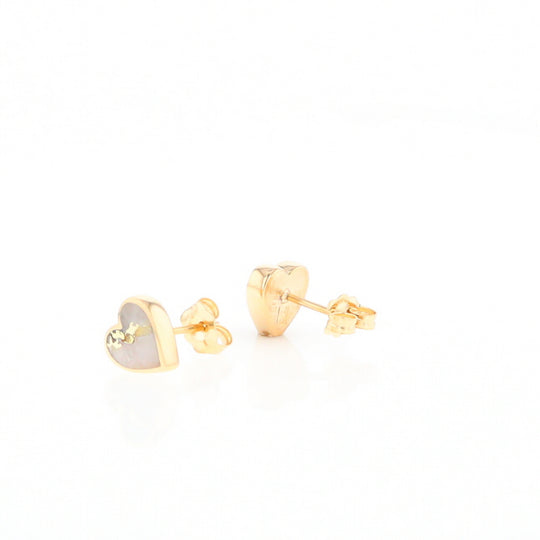 Gold Quartz Heart Stud Earrings - G2