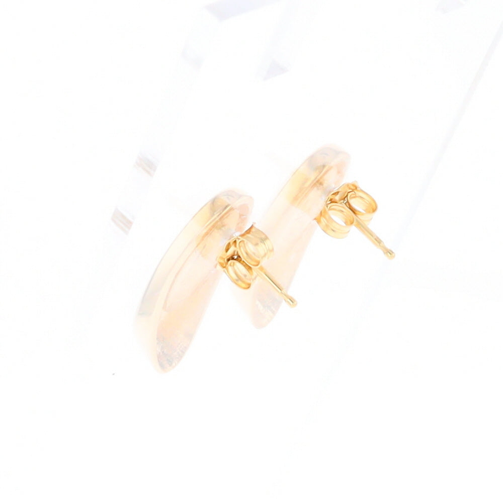 Oval Gold Quartz Inlaid Earrings - G2