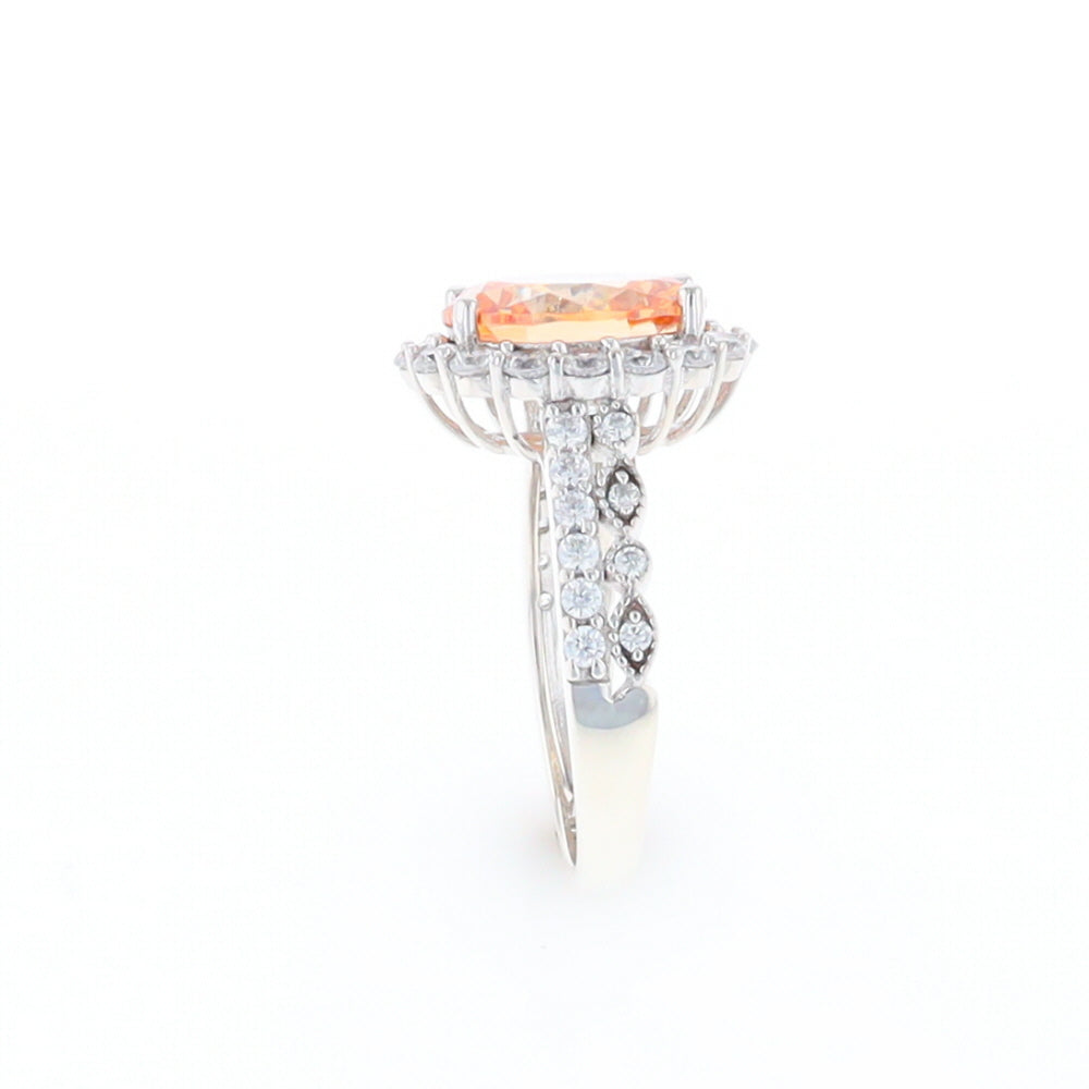 Peach Imitation Topaz Halo Ring