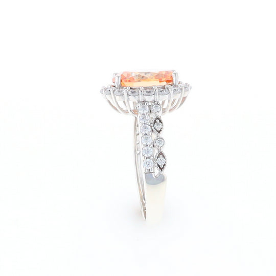 Peach Imitation Topaz Halo Ring