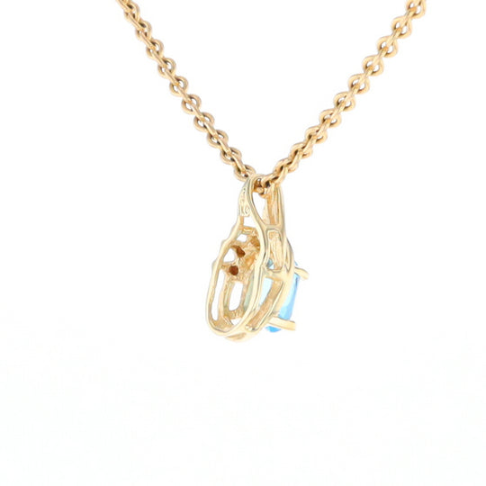 Pear Blue Topaz Diamond Pendant