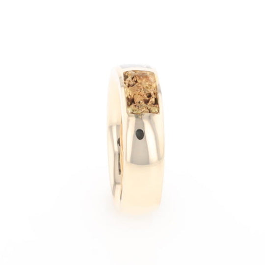 G1 Gold Quartz Ring Inlaid Center Natural Nugget Sides Band