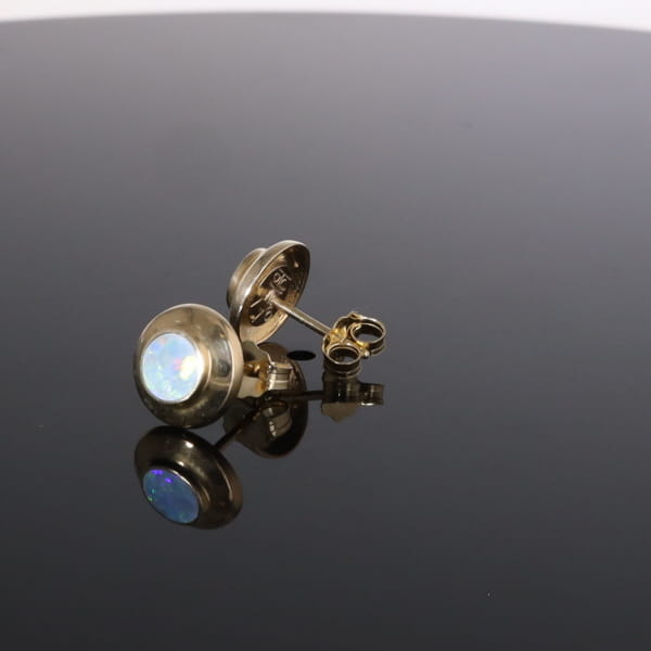 Opal Earrings Round Inlaid Design Studs