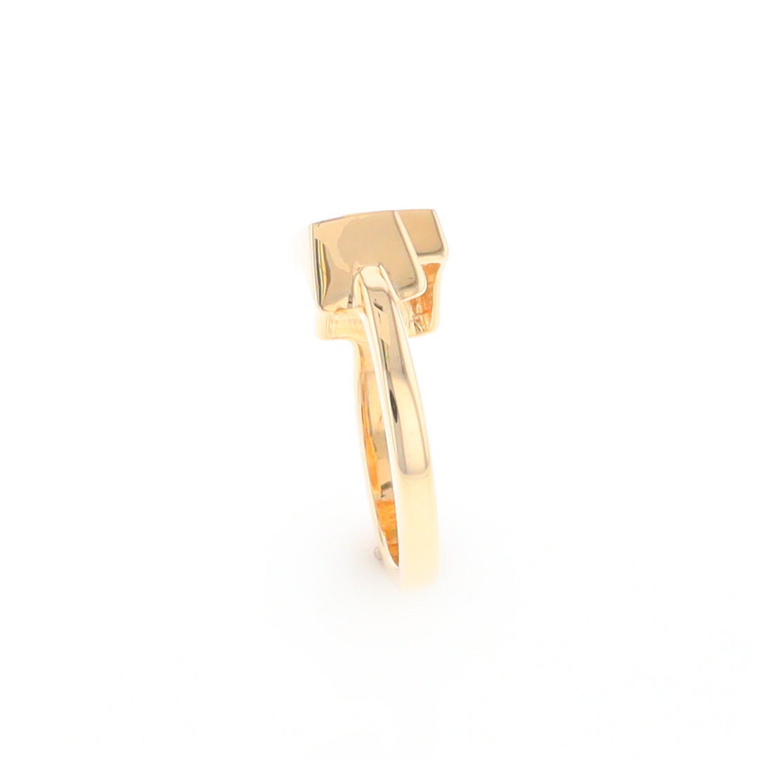 Gold Quartz Ring Wrap Double Square Inlaid Design