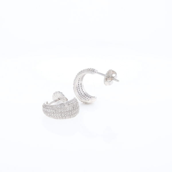 Diamond Half Hoop Stud Earrings