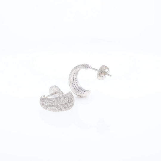 Diamond Half Hoop Stud Earrings