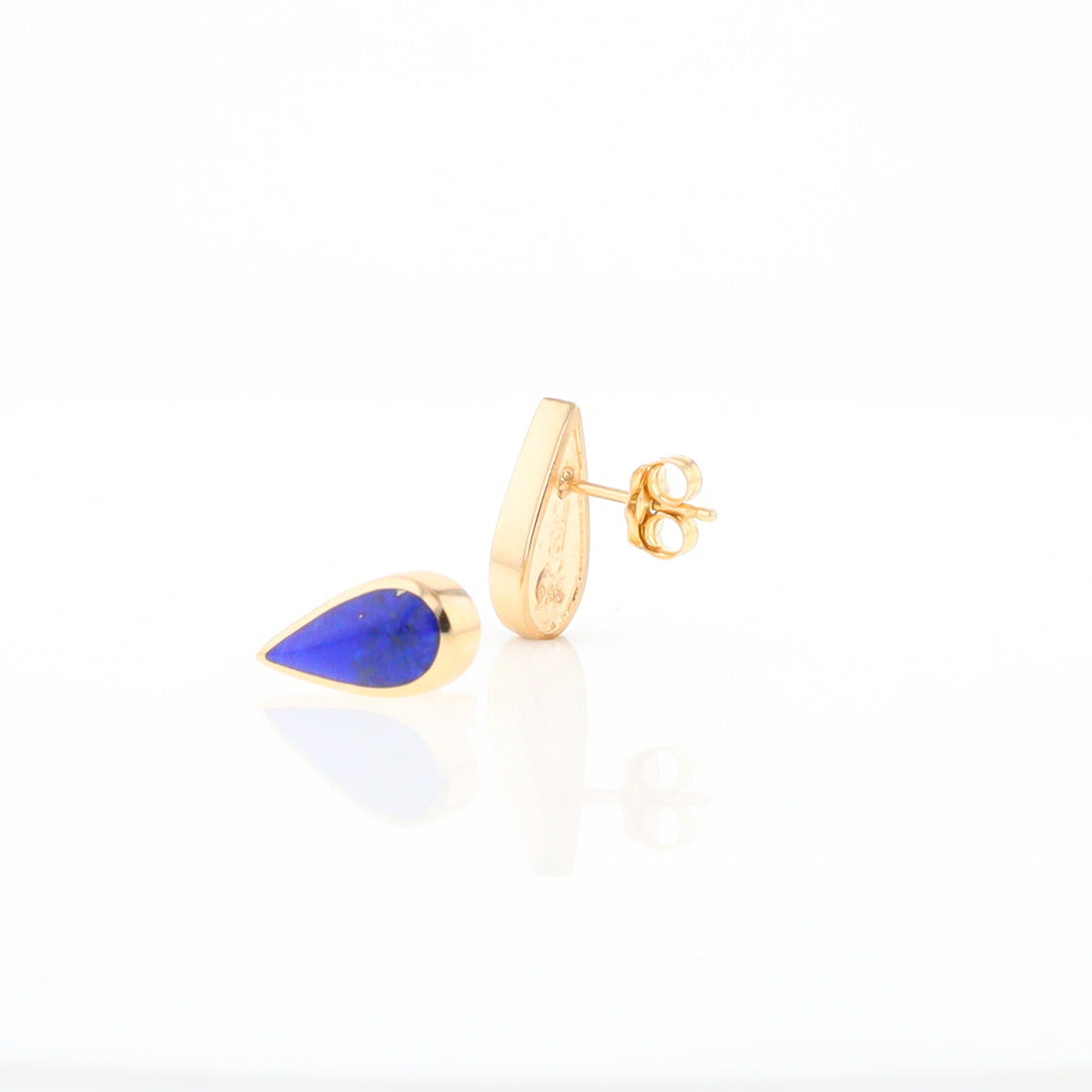 Lapis Tear Drop Inlaid Earrings