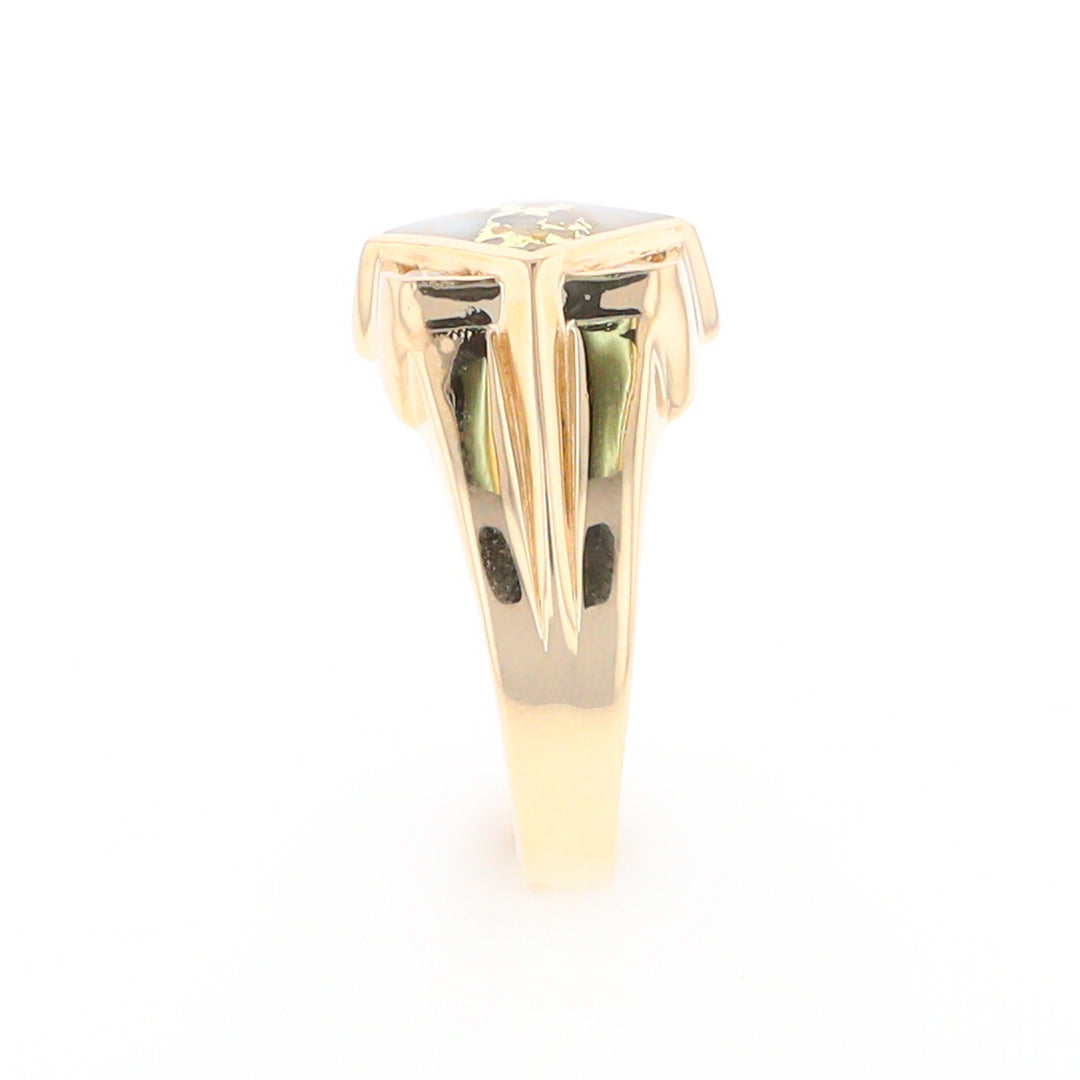 Gold Quartz Mens Ring with Diamond Accents