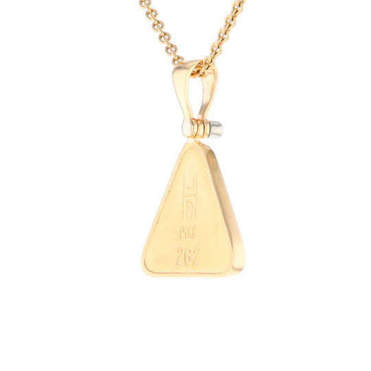 Gold Quartz Necklace Triangle Inlaid Pendant with .02ct Diamond