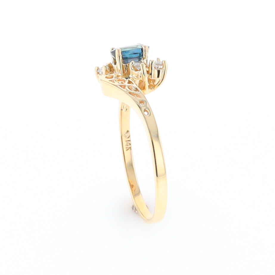 Oval Sapphire Diamond Bypass Ring