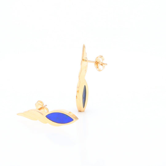 Marquise Lapis Swirl Design Inlaid Earrings