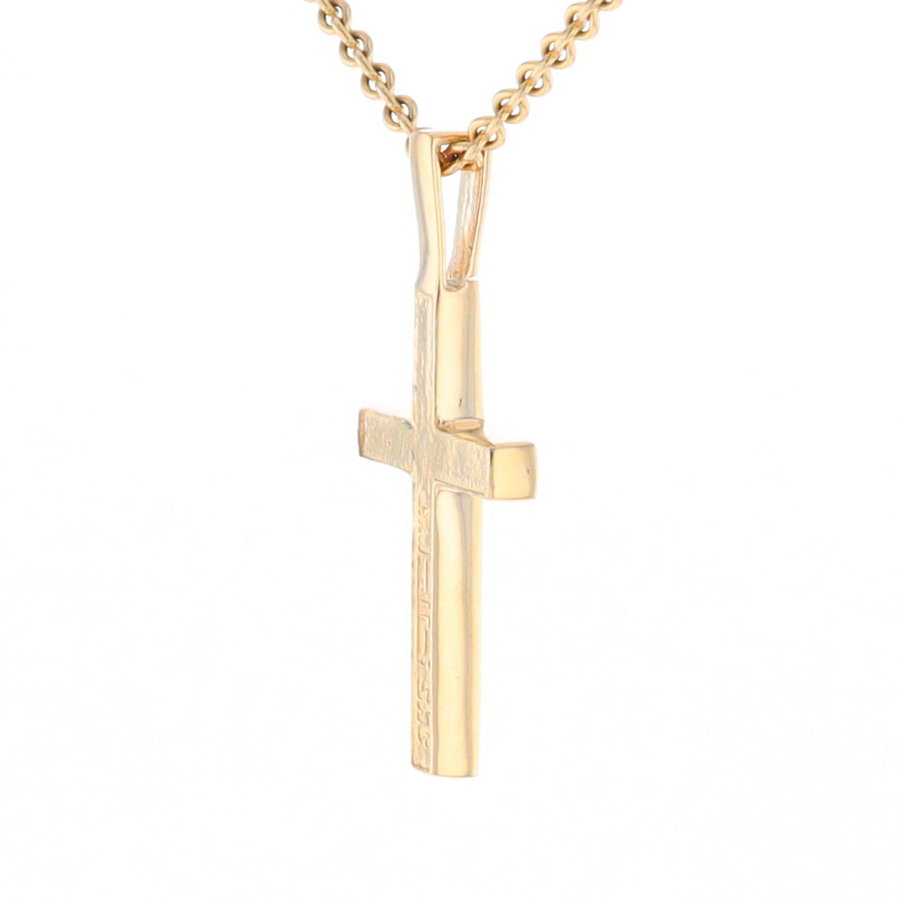 Gold Quartz Necklace 4 Section Inlaid Design Cross Pendant