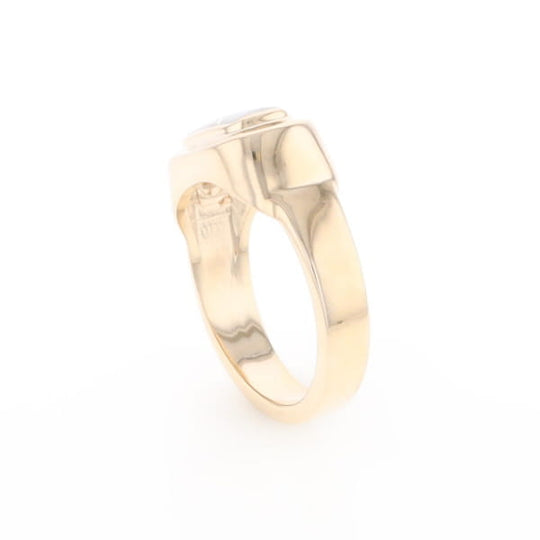 Gold Quartz Ring Oval Inlaid Design - G2
