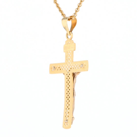 Two Tone Gold Crucifix Pendant