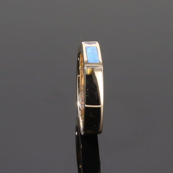 Opal Rings 2 Section Inlaid Design with Round Tanzanite