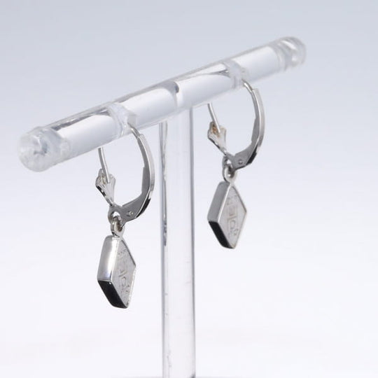 Opal Earrings Diamond Shape Inlaid Design Lever Backs