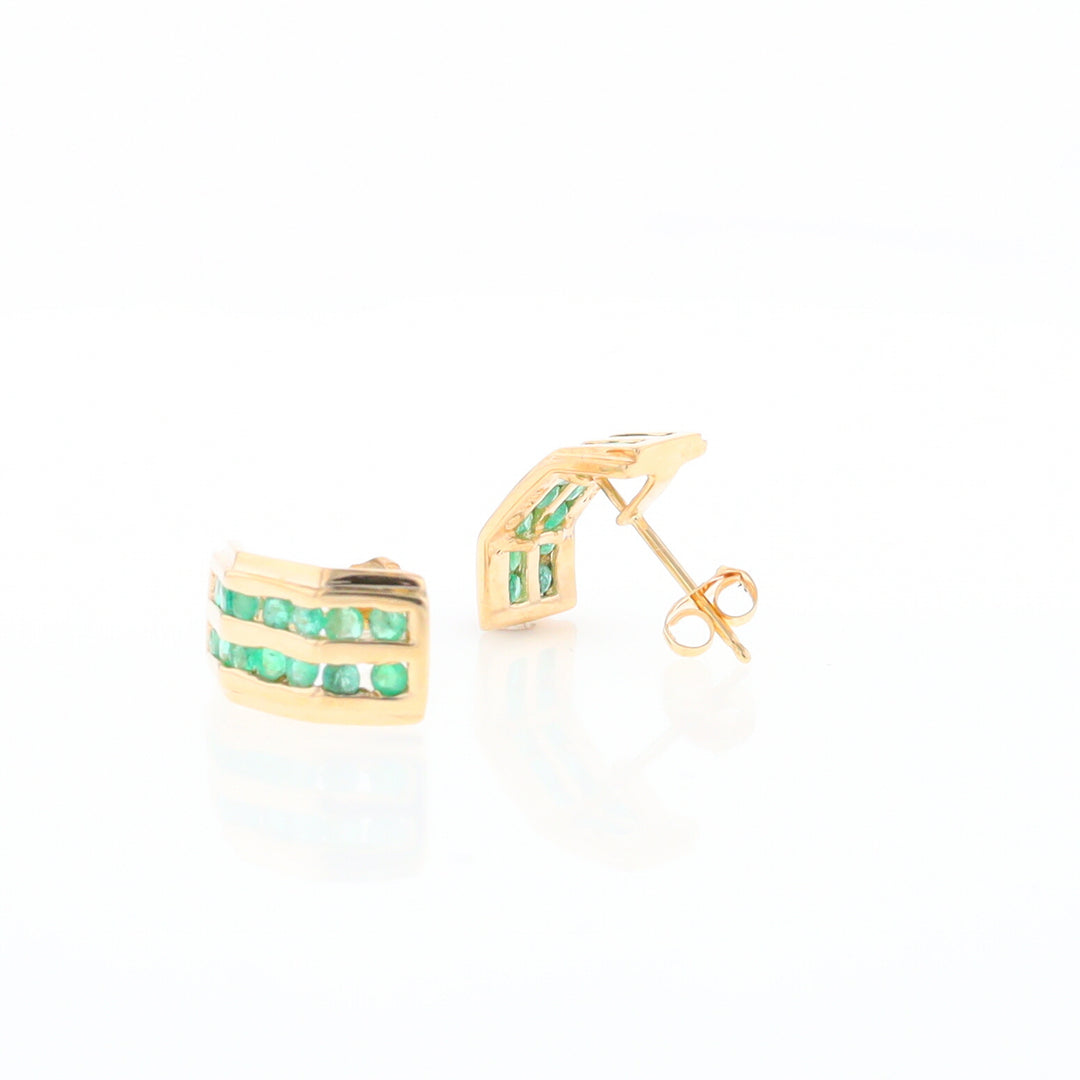 Semi-Hoop Channel Emerald Earrings