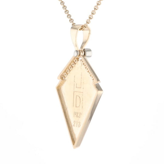 Gold Quartz Necklace Kite Shape Inlaid Pendant with .27ctw Diamonds