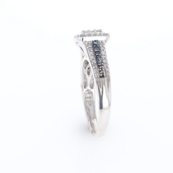 Blue & White Diamond Rectangle Cluster Ring