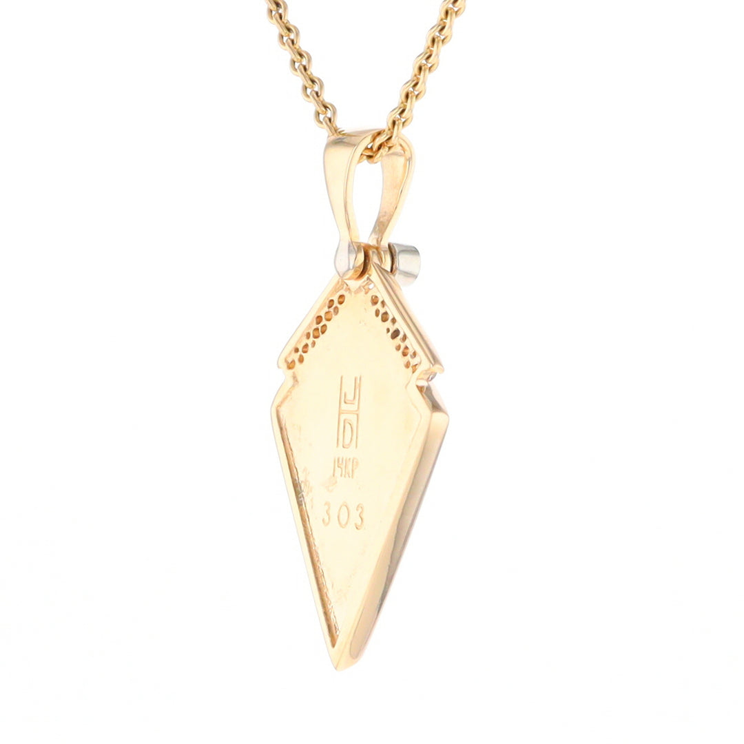 Gold Quartz Kite Shape Inlaid Pendant with 0.19ctw Diamonds (G1)