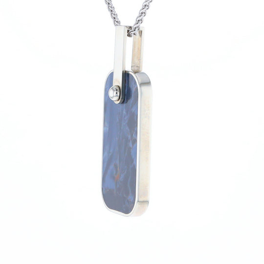 Natural pietersite inlaid dog tag cross pendant