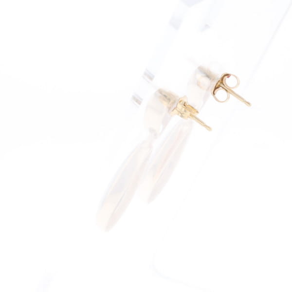 Gold Quartz Earrings Tear Drop Inlaid Design