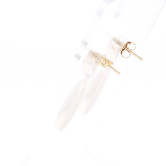 Gold Quartz Earrings Tear Drop Inlaid Design