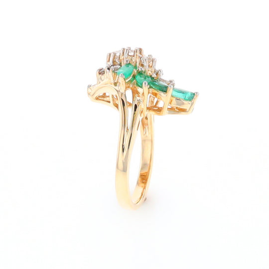 Emerald and Diamond Cluster Ring