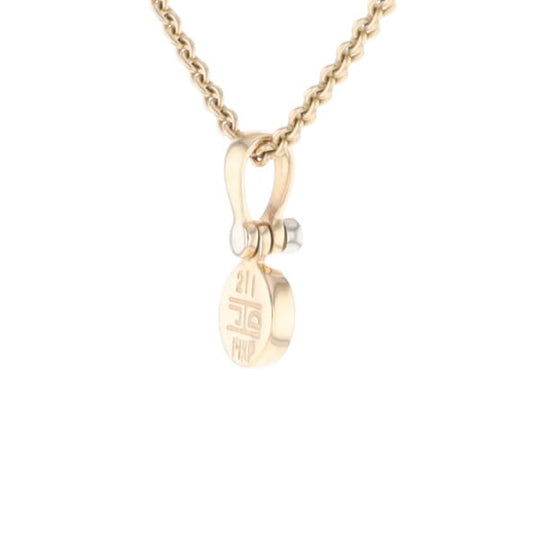 Gold Quartz Necklace Round Inlaid Pendant with .02ct Round Diamond