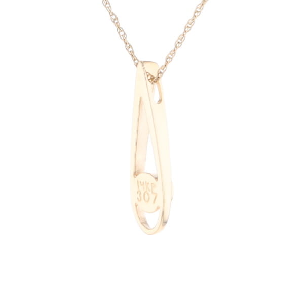 Open Teardrop Round Gold Quartz Inlaid Pendant