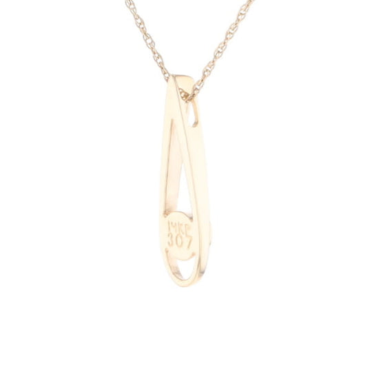 Open Teardrop Round Gold Quartz Inlaid Pendant