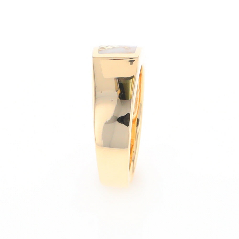 Gold Quartz Ring Rectangle Inlaid Design