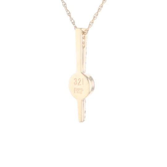 Diamond Bar Gold Quartz Round Inlaid Pendant G2